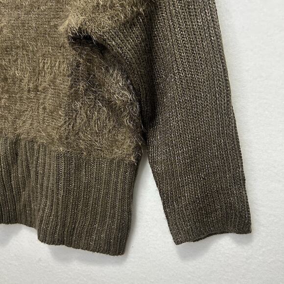 Alberto Makali Womens Large Fuzzy Sweater Brown Studded Fall Festive Cozy - Picture 3 of 8